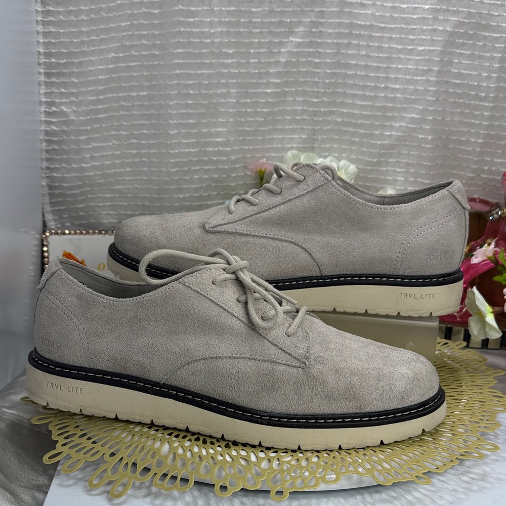 (P6) Toms Men's Casual Lace-Up Suede Dress Shoes, Size 10.5M